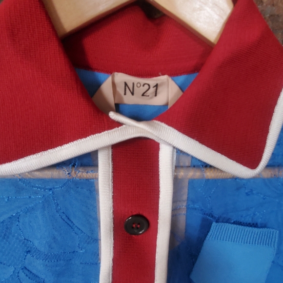 Nº21 Blue with red collar, Floral Lace, Polo XS - Picture 4 of 6